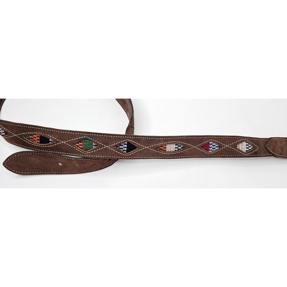 Womens Suede Brown Belt Southwest Weave Cutout Design Western Cowgirl Size 38 - Picture 4 of 6